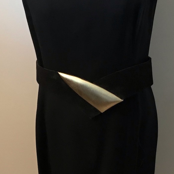 Black Suede Belt with Gold metallic fabric accent - Picture 2 of 3